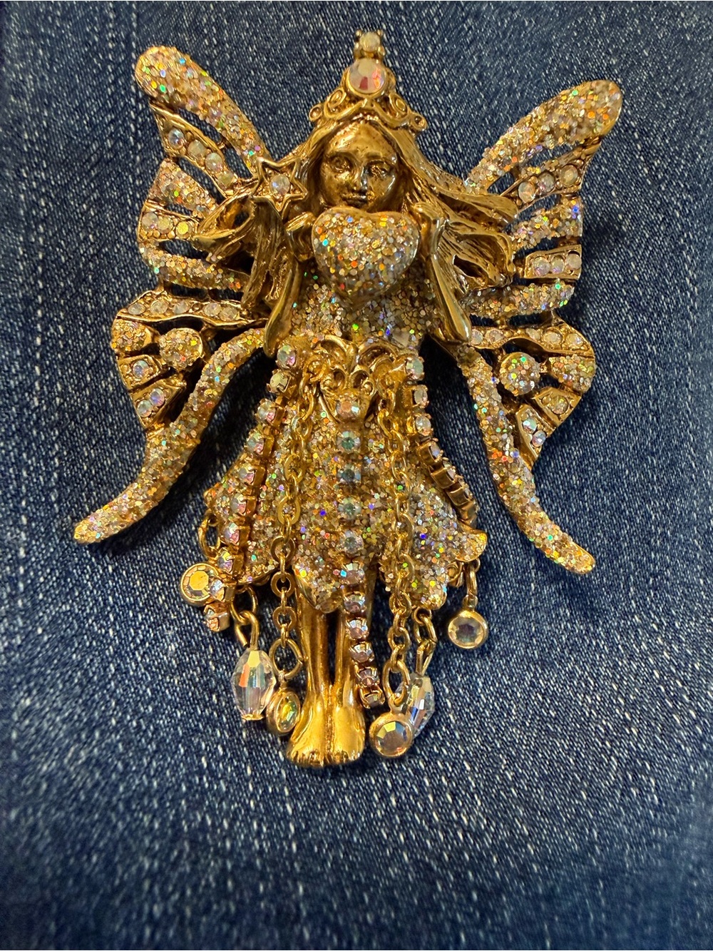 Kirks Folly Crystal Fairy Godmother brooch - pendant VERY RARE
